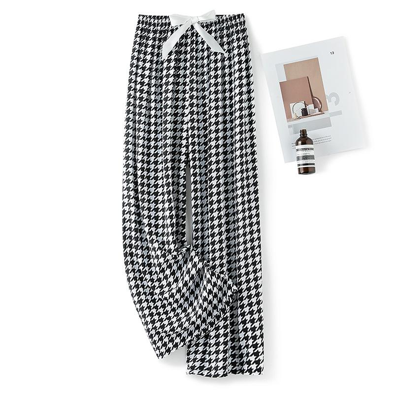 Pantaloni de pijama din bumbac mătase pentru femei, secțiune subțire de vară, anti-țânțari, pantaloni cu picior lat, culoare uni, pentru exterior, casă, petrecere a timpului liber, imprimeu, pantaloni de plajă până la genunchi