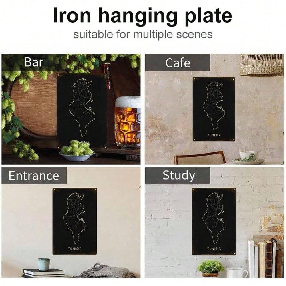 Tunisia Vintage Tin Metal Sign Retro Wall Art Home Bar Cafe Decor