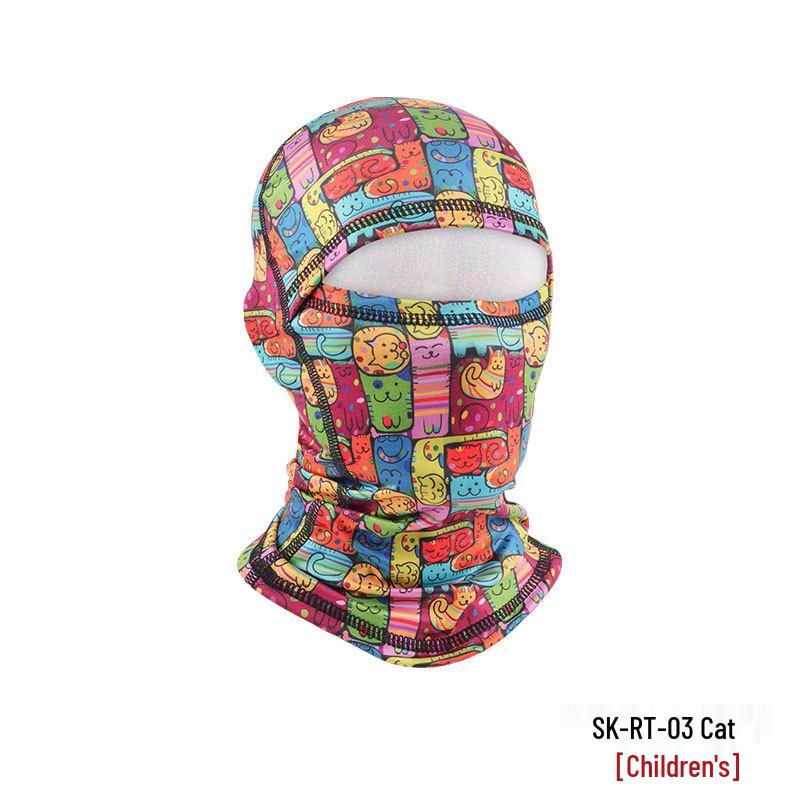 Winter Parent-Child Ski Mask with Windproof Neck Protection, Lined Hood, and Integrated Cycling Headwear