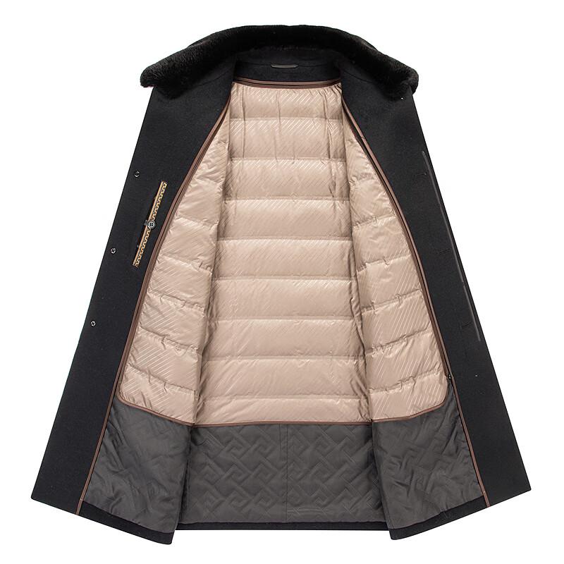 FAPAI Men's Mid-Length Wool Blend Down Overcoat