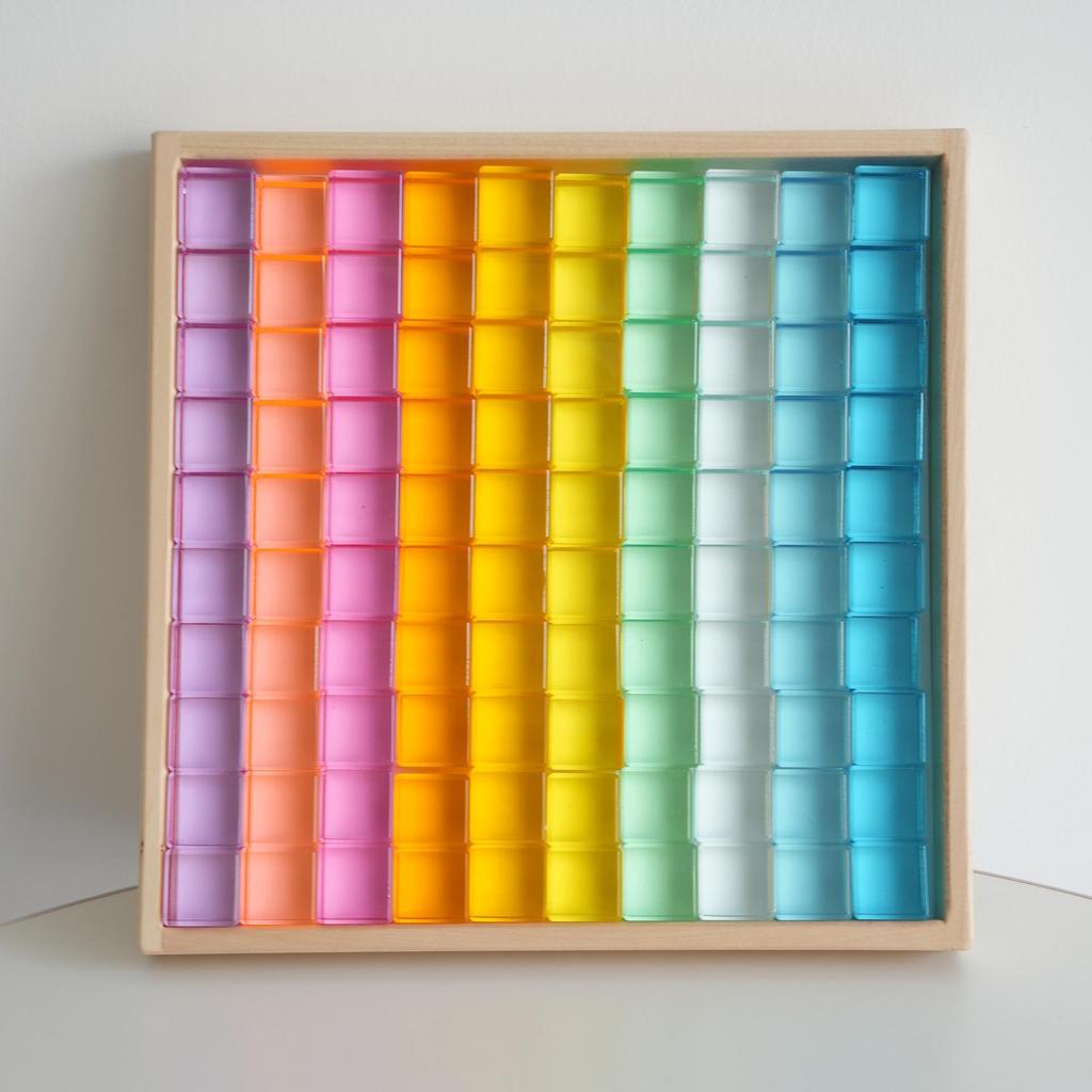 Transparent Rainbow 3D Building Blocks: Educational Acrylic Cubes for Children