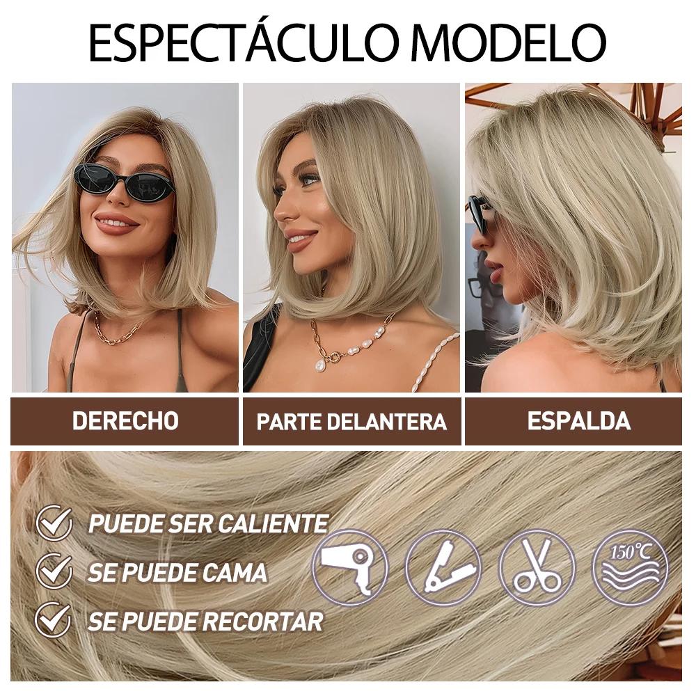 BLONDE UNICORN Omber krátká bob paruka přírodní blond paruky pro ženy párty denní použití tepelně odolné vlasy