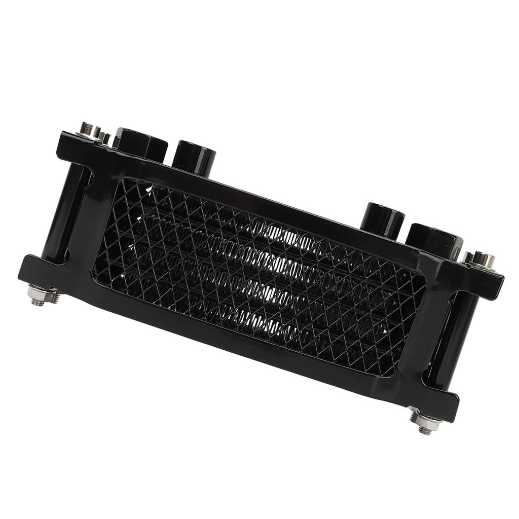 17PCS Motorcycle Oil Cooler Radiator Set Aluminum 4 Row Engine Oil Cooling Kit Replacement for Monkey 125cc‑140cc Black