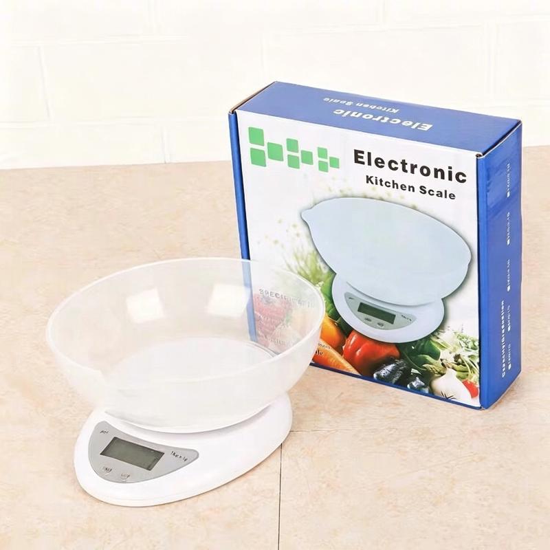 Digitale Küchenwaage Hohe Präzision 1g Max. Kapazität 5kg Kompakte Lebensmittelwaage für Wohnheim Kochen Backen