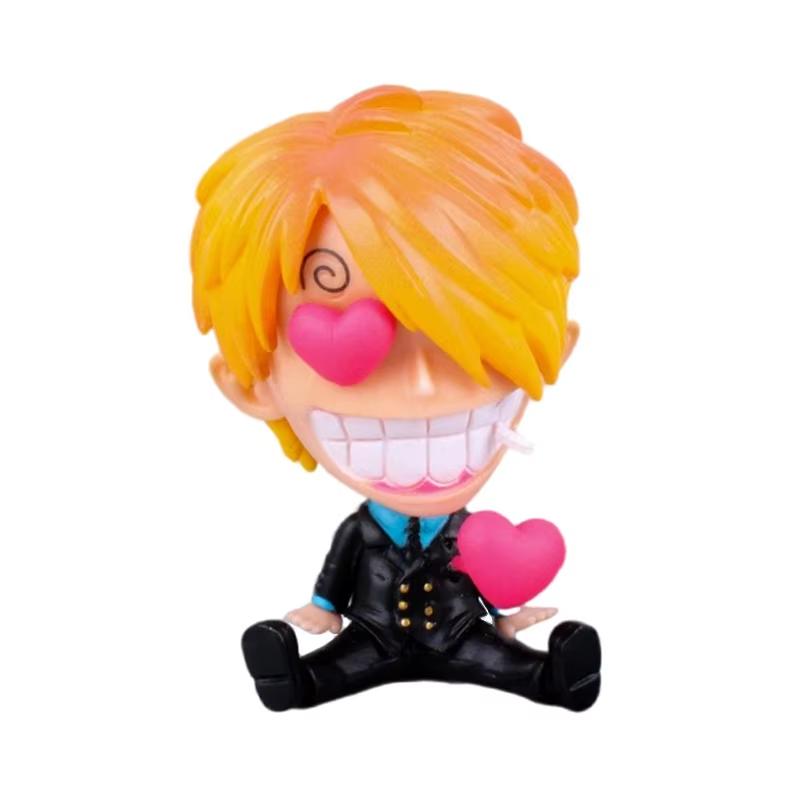 

8-10cm Anime Figure One Piece Monkey D Luffy Roronoa Zoro Kawaii Toys Q-Version Figural Nendoroid Car Decoration PVC Model Gift