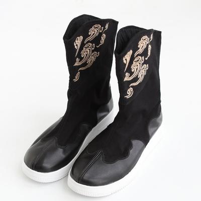 Colorful Cloud Embroidered Canvas Men's Boots - Autumn & Winter Collection, Casual Short Literary Style Boots.