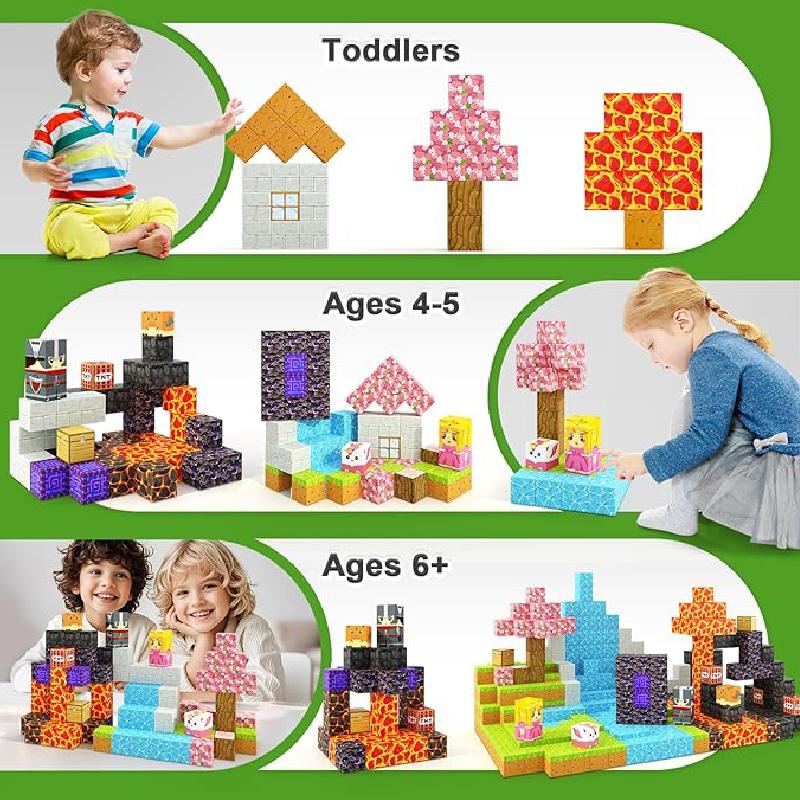 Non-Toxic Nether Portal Magnetic Blocks Toy Build Magnet World Set For Children Stem Montessori Sensory Cubes For Toddlers Gift