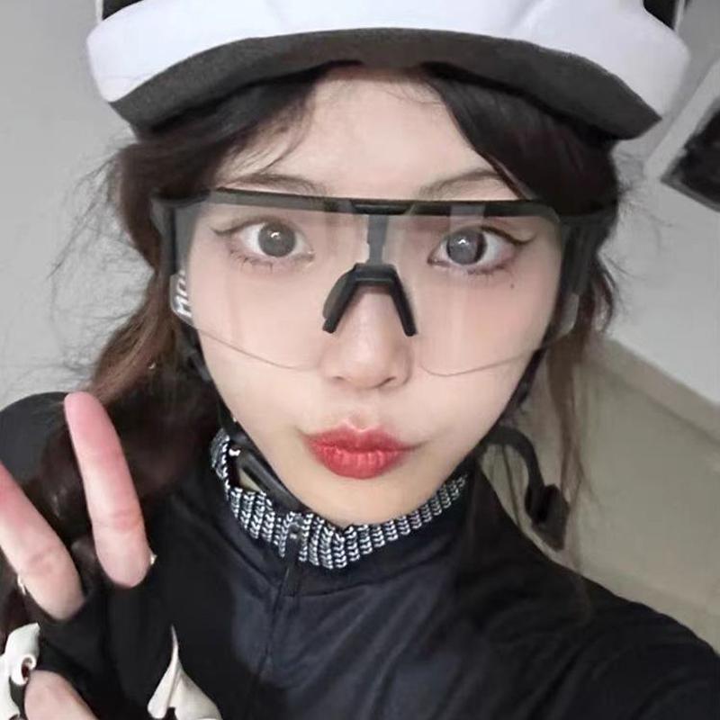 2pcs Mirror Lens Cycling Bike Sunglasses New Sports Sunglasses Outdoor Running Windproof Mountaineering Sunglasses Female UV400