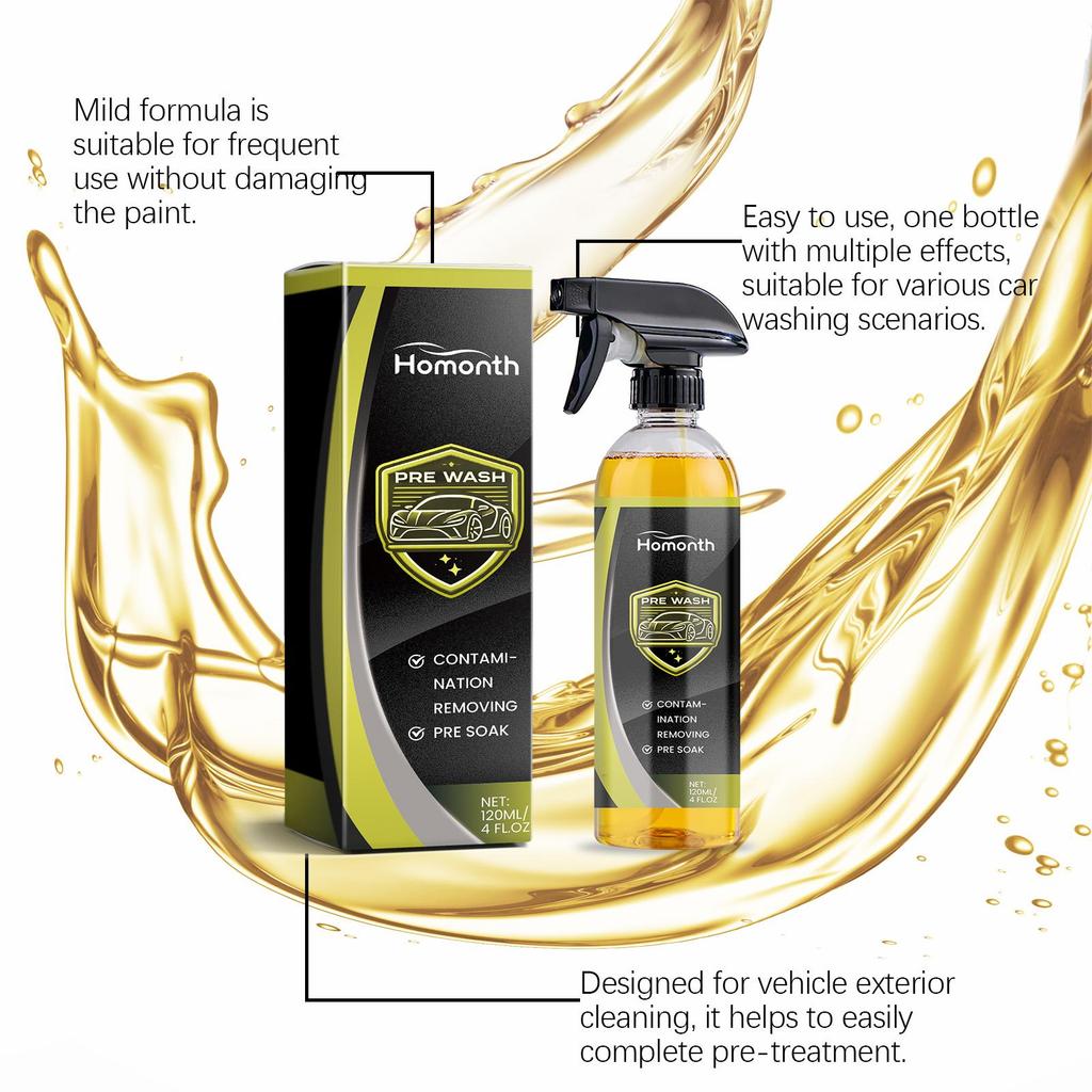 Homonth Car Cleaner No-Rinse Car Wash Liquid, Gentle Stain Removal, Cleaning, Protection, Shine, Daily Maintenance, Suitable for Cars, 120ml