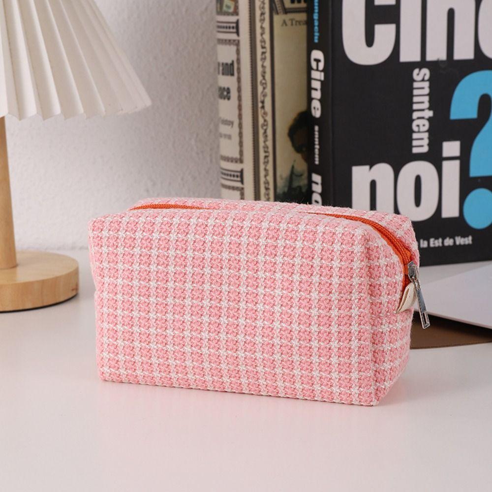 Kawaii Cosmetic Storage Bag Large Capacity Pen Box Durable Woven Pencil Case  Student Supplies