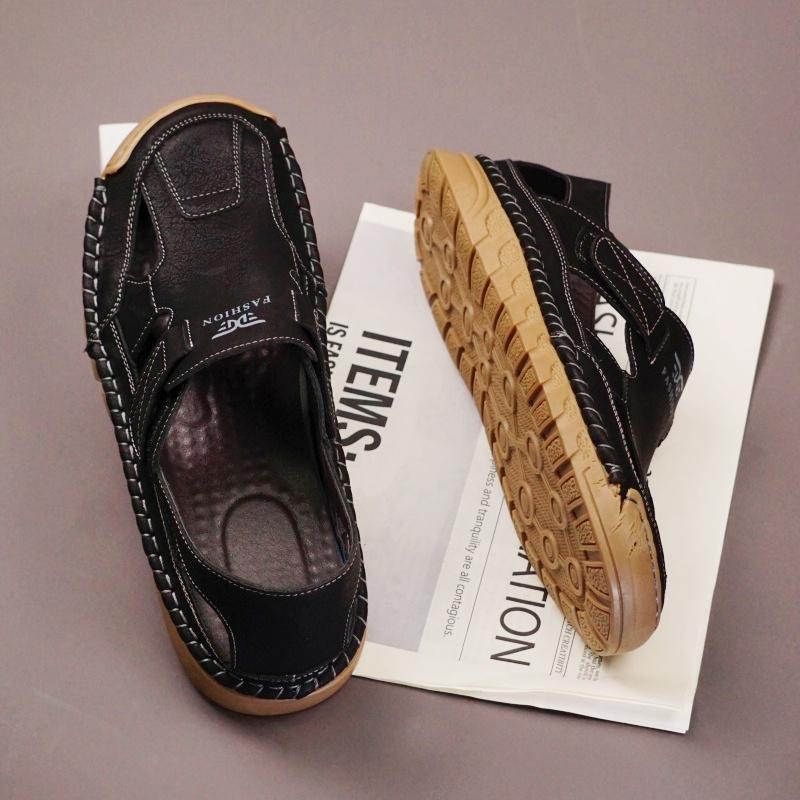 Mote Italiensk Merke Herre Casual Sandaler Massasjesåle Herre Oxford Sko Pustende Sommer Kjøresko Sklisikker Håndlaget Såle