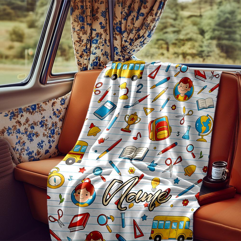 School Supplies And Education Elements Design Blanketcustomizable With Your Namecomfortable And Stylish Perfect For Travel Beds Chairs Offices Sofas