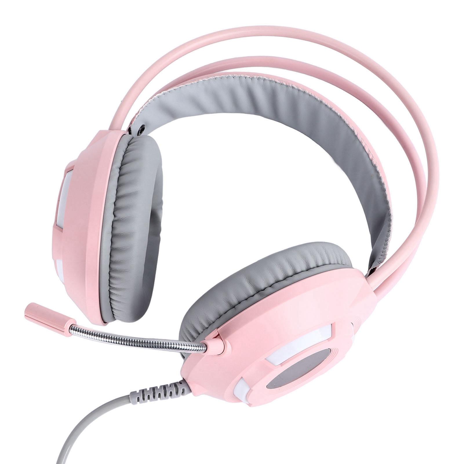 

Проводная игровая гарнитура, полноразмерные наушники с микрофоном, мягкие амбушюры, впечатляющий звук, совместимые с розовый