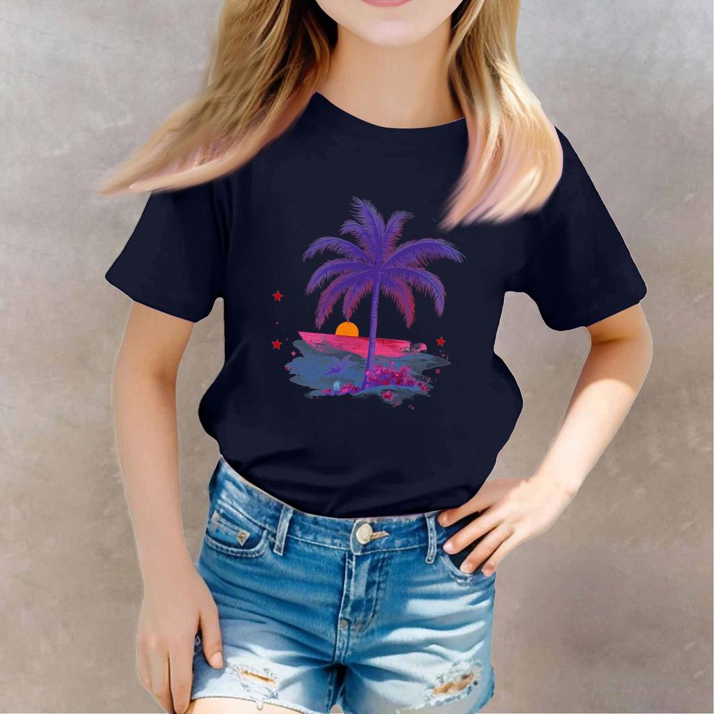 Kleinkind Mädchen Jungen T-Shirts Kinder Top Jungen und Mädchen Bedrucktes Kurzarm T-Shirt
