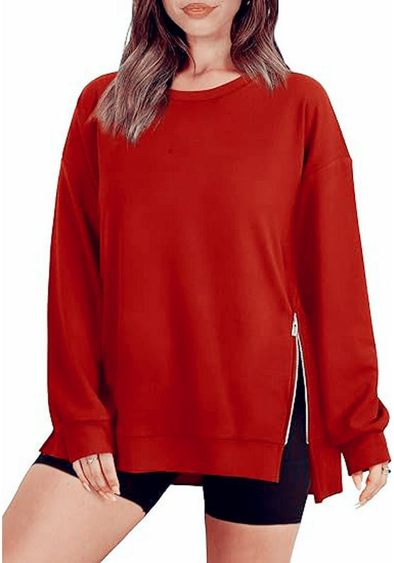 2024 Autumn/Winter Women's Loose Round Neck Zip Hoodie