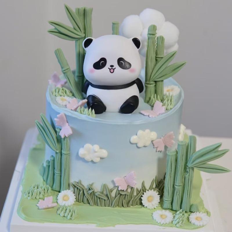 Adorable Panda Cake Toppers - Cartoon Resin Crafts for Birthdays and Baking Decorations