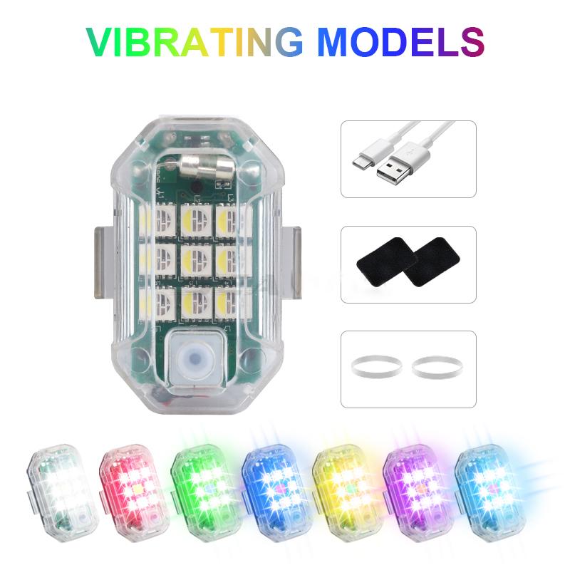 SEAMETAL Lumină stroboscopică universală cu 7 culori pentru motocicletă, scuter, mașină, cu LED-uri de avertizare anti-coliziune, indicator de semnalizare bliț pentru drone