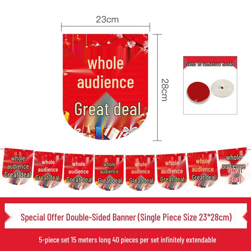 Grand Opening Celebration Bunting: Store Anniversary Decorations & Hanging Flags for Mall or Supermarket