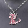 Eye Catching Cats Pendant Necklace Fashionable Rhinestones Adorned Cats Pendant Necklace Jewelry for Daily Wear