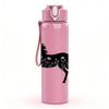 1PC Galloping Black Horse Silhouette 750ml Color Plastic Sports Water Bottle Leakproof Flip Straw Lid Suitable for Sports Office Home Use