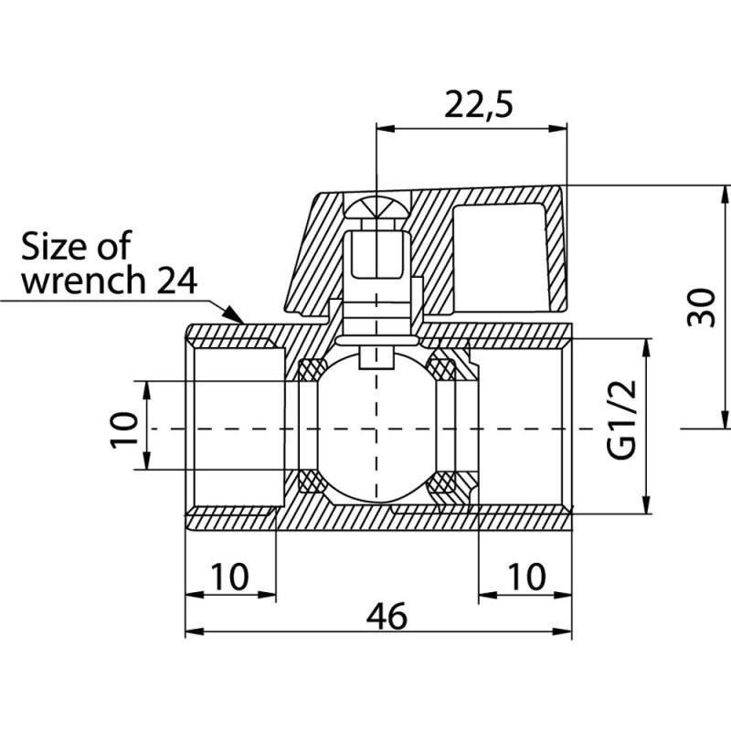 Chrome Plated MINI Ball Valve (NN Version) 1/2 Inch