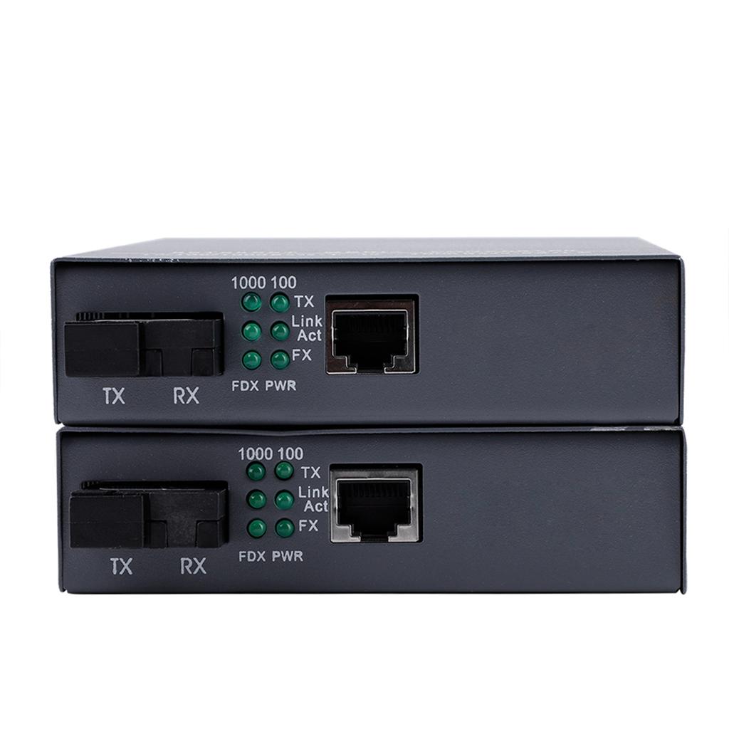2PCS SC10 100 1000M Gigabit Fiber Media Converter AC100 250V
