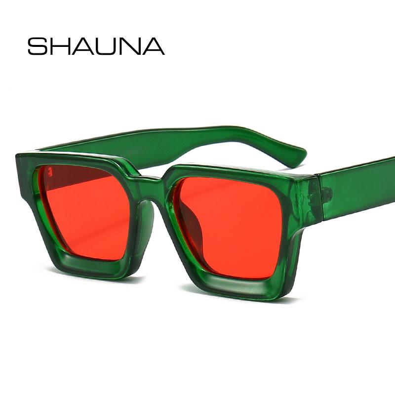 SHAUNA Ins Beliebte Damen Quadratische Sonnenbrille Retro Herren Getönte Gläser UV400