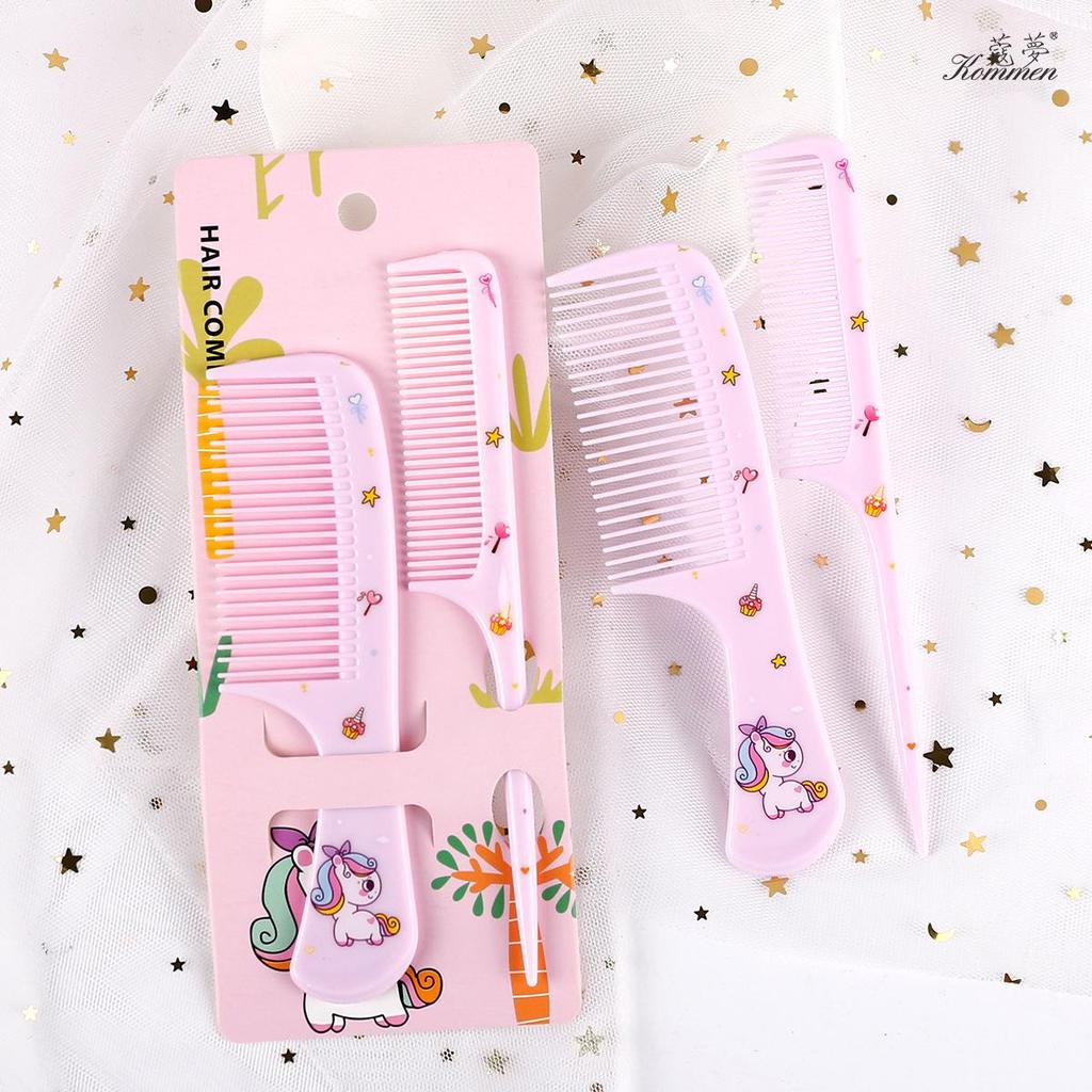 Kids' Cartoon Comb Set: Cute, Portable, Fine-toothed and Tail Comb for Hair Styling