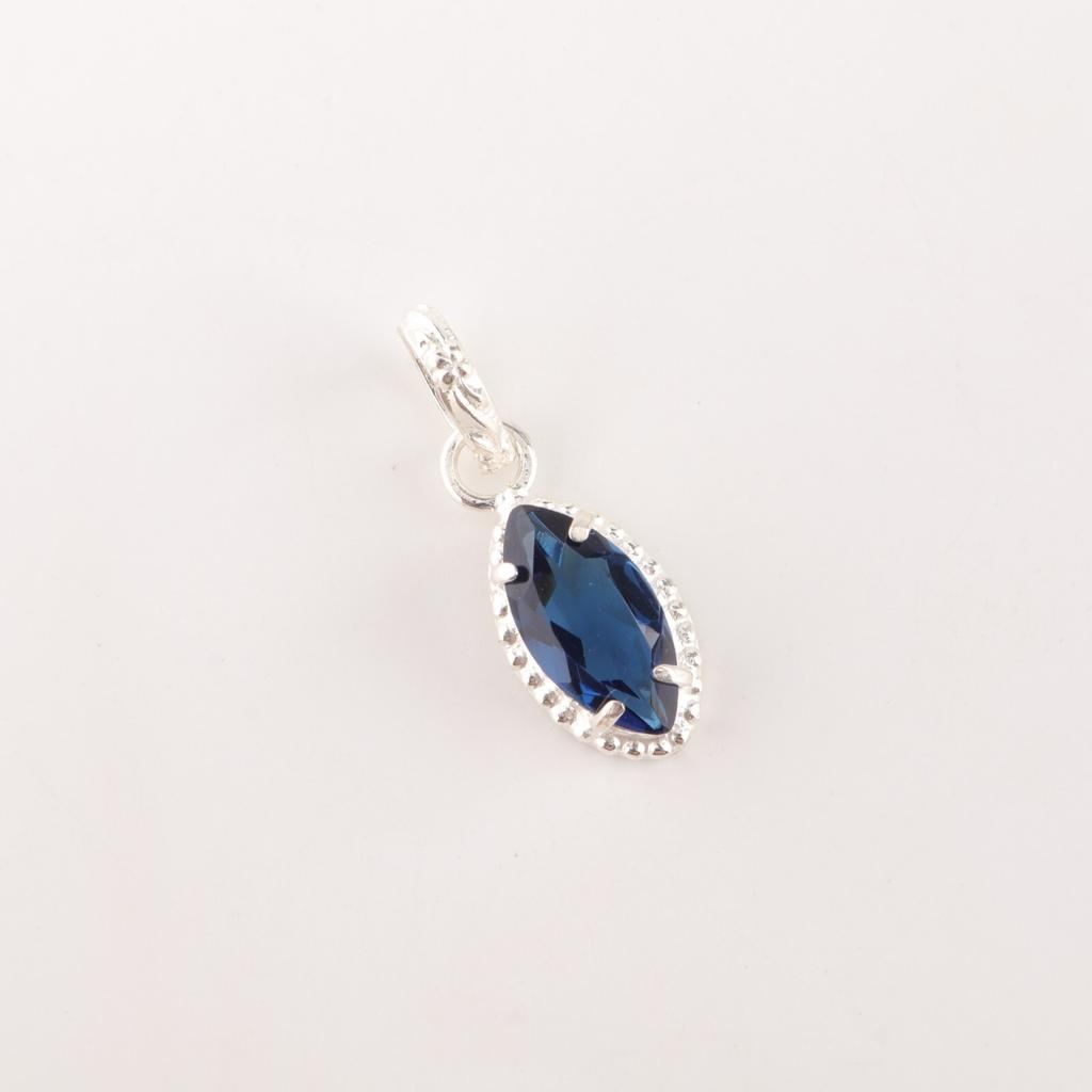 Genuine London Blue Topaz Gemstone 925 Sterling Silver Jewelry Handmade Pendant PP-59-11