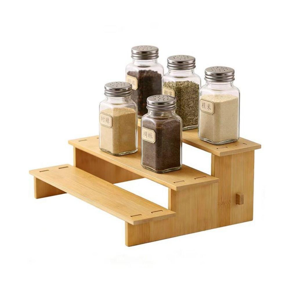3-Tier Kitchen Cabinet Organizer Bamboo Spice Storage Shelf Spice Rack Organizer  Cabinet