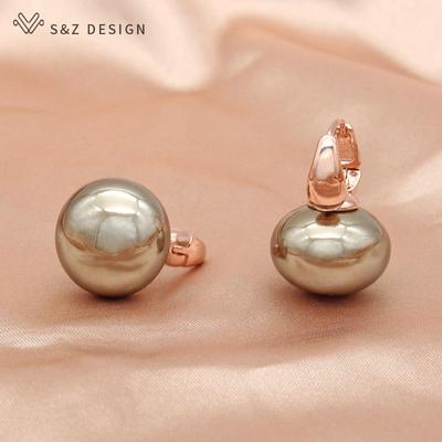 Fashion Elegant Big Simulation-pearl Drop Earrings For Women Wedding Jewelry Christmas Gift Trend Rose Gold Color Eardrop