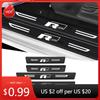 For VW VOLKSWAGEN 2026 New For Volkswagen VW Rline R Line Logo Carbon Fiber Car Door Threshold Protector Stickers Auto Rear Trun