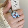 Daisy Enamel Flower Ring Open Ring Irregular Enamel Ring Cute Heart Ring  Women
