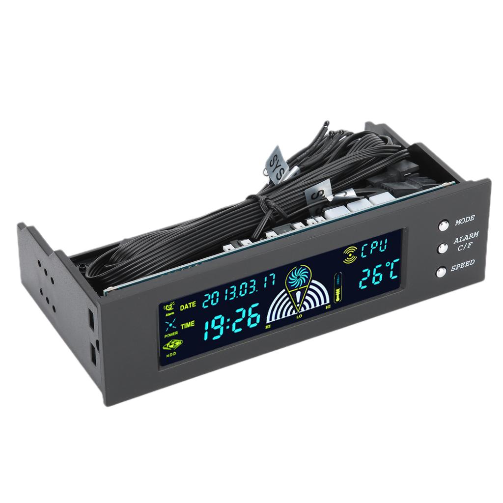 Computer 3‑Fan Speed Controller CPU HDD SYS Temperature Control LCD Front Panel 5.25in STW‑5023