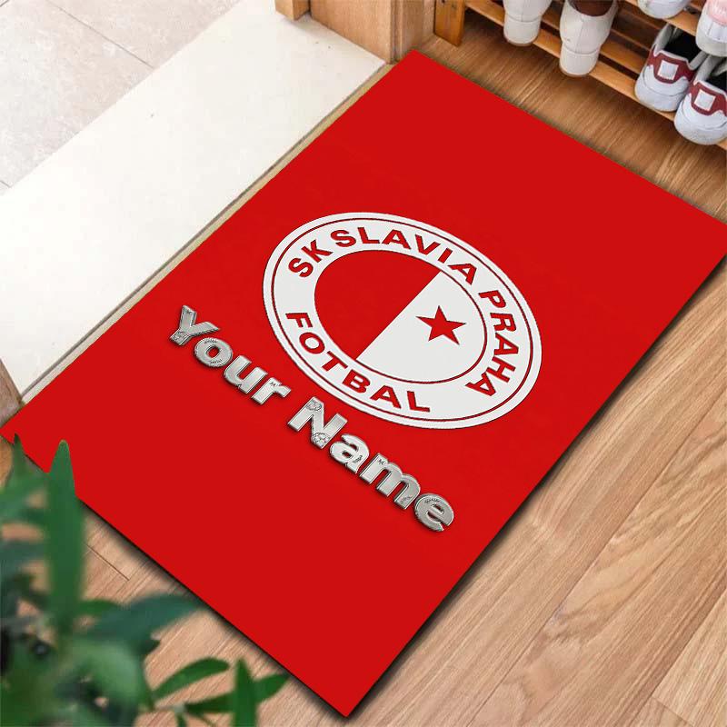 Tappeto Personalizzato con Nome Sk Prague Slavia per Soggiorno Camera da Letto Casa Decorazione Divano, Tappetino Antiscivolo per Giochi Bambini