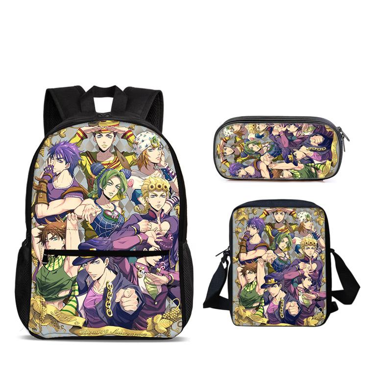 Fundamental Round Front Tote Everyday Backpack Pen Bag ice Bag 3Pcs Set Versatile Comic Male or Female School Birthday Best Gift