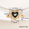 Fashion Gold Dark Ring, Epoxy Heart-Shaped Light Luxury Ring, Gothic Women'S Ring