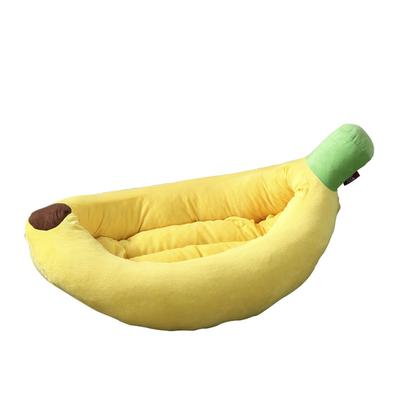 Hundebett, weich, hautfreundlich, abnehmbar, waschbar, Cartoon-Bananenform, Haustierkissenbett für Welpen und Katzen