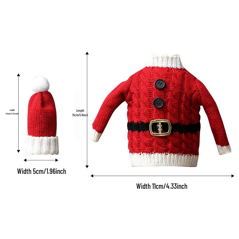 Qiaoding Gestrickte Weihnachten Gesichtslos Puppe Weinflaschenhut & Hülle