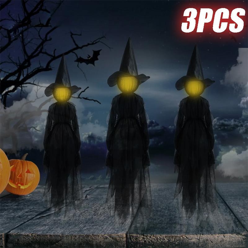 Light Sound Activated Witch Decor 2025 Halloween Motion Sensor Hand Holding Witches Chilling Spooky Figures Display Essential
