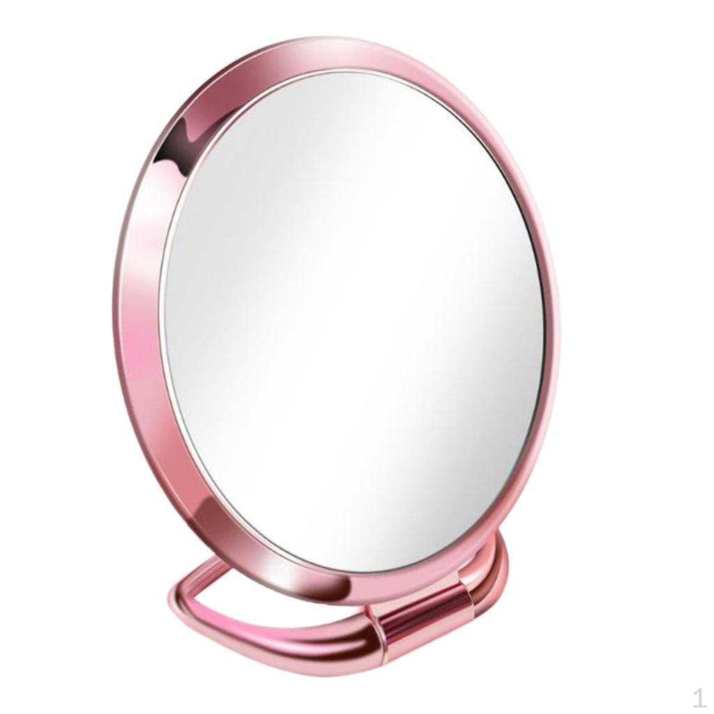 Складное ручное двустороннее зеркало для дома, общежития, настольная подставка, макияж Pink Oval