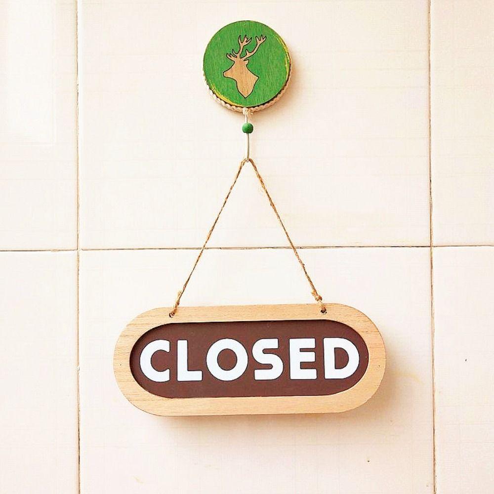 Wooden Double Sided Door Sign Rope Hanging Business Open Sign for Store Door Hanging Tag Bar Use