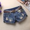 Verão feminino na moda buraco denim shorts moda mendigos shorts jean cintura baixa shorts jeans sem cinto