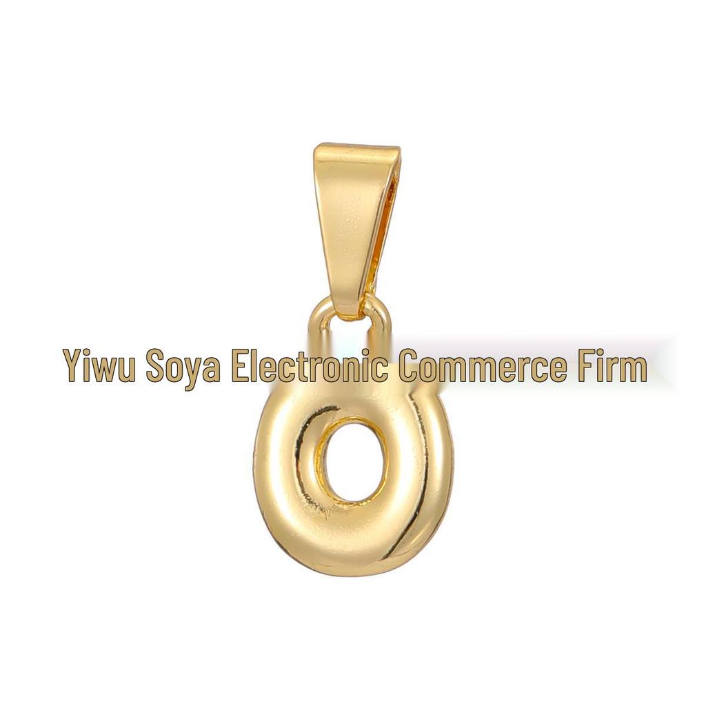 18k Gold-Plated Brass Mini Bubble Letter Pendant Necklace, DIY Personalized with 26 English Letters.