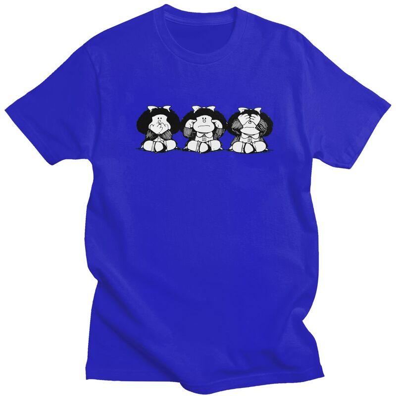 Custom Male Quino Comic Cartoon Mafalda T Shirt ShortSleeve Cotton Tshirts Streetwear Tshirt Casual Tee Slim Fit Clothing