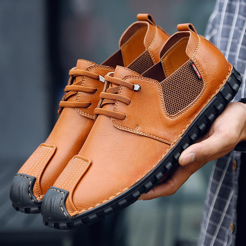 

Мужская повседневная кожаная обувь, модные кроссовки на шнуровке для мужчин, мягкая обувь для отдыха, мужская обувь на плоской подошве, удобные мокасины 39