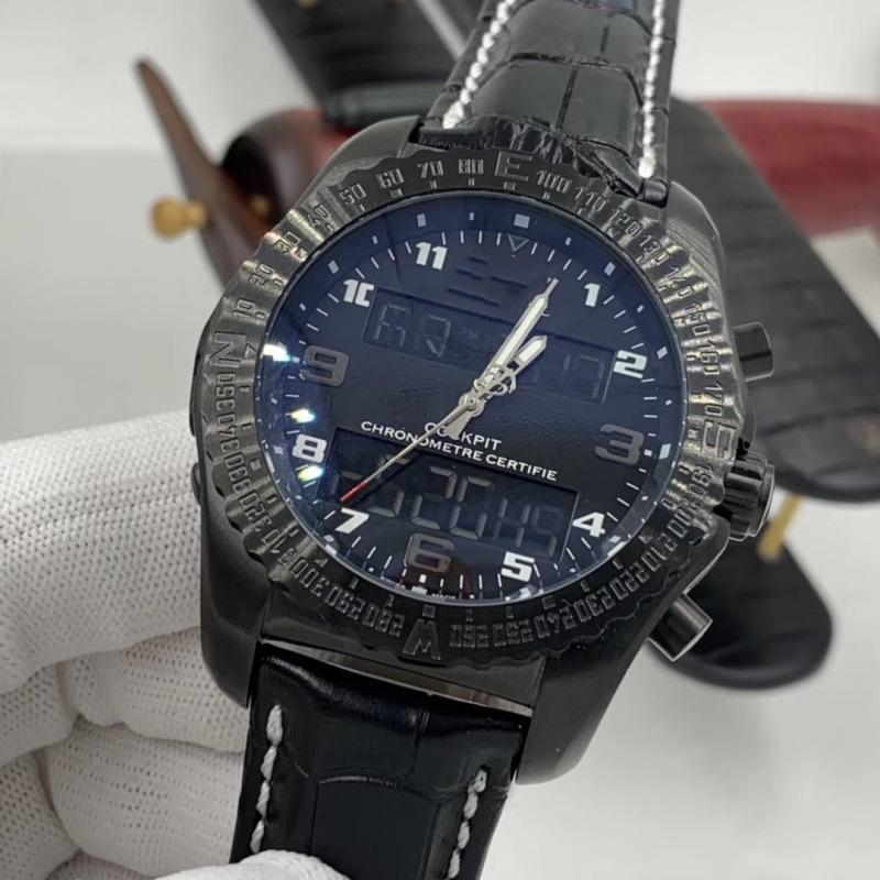 Bainianjia BNL Men's Dual Display Multi-function Quartz Watch with Steel & Leather Straps