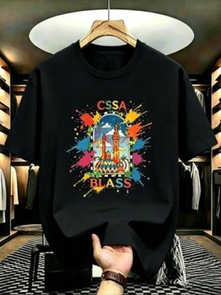 Unisexs Loose Fit Cotton Short Sleeve Tee Letter Print Casual Fashion New Arrival For Spring Summer Breathable Comfortable Urban Style