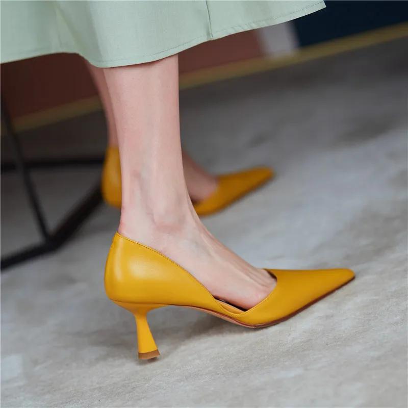 Women Pumps Elegant Pointed Toe Office Lady Shoes Spring Summer High Heels Wedding Bridal Shoes Yellow Pumps Zapatos Tacon Mujer