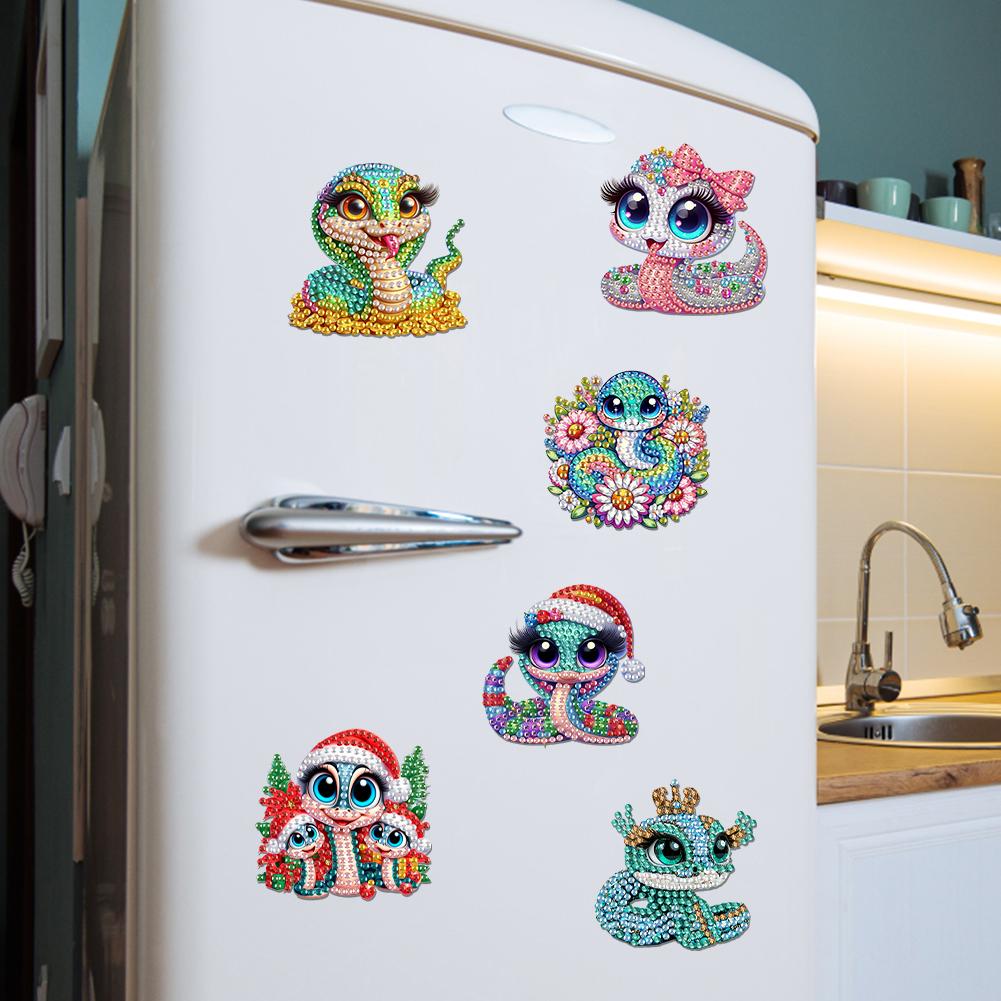 6Pcs Diamond Painting Refrigerator Magnets Fridge Magnets Diamond Art DIY Diamond Art Refrigerator Magnets DIY Art Crafts